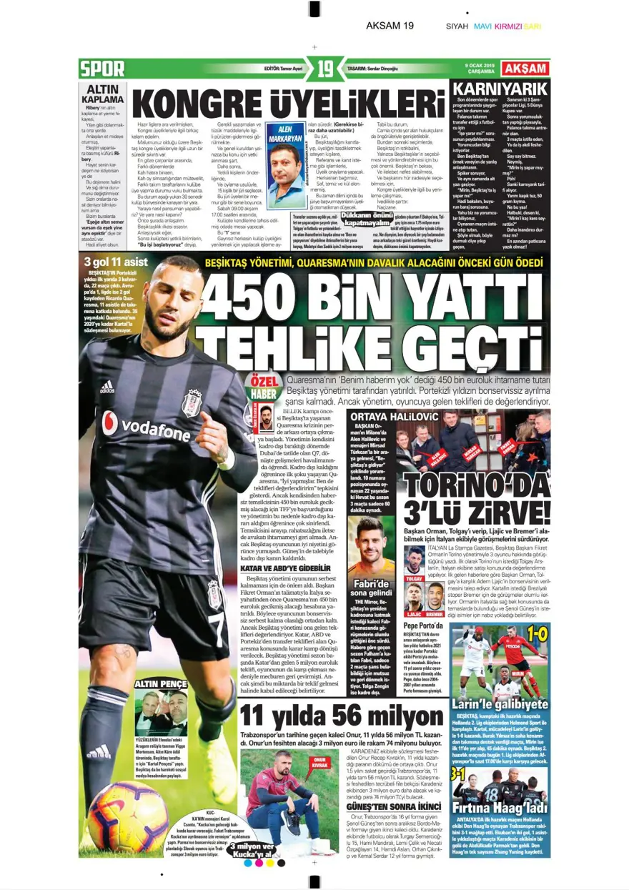 Günün spor manşetleri (09 Ocak 2019) 2