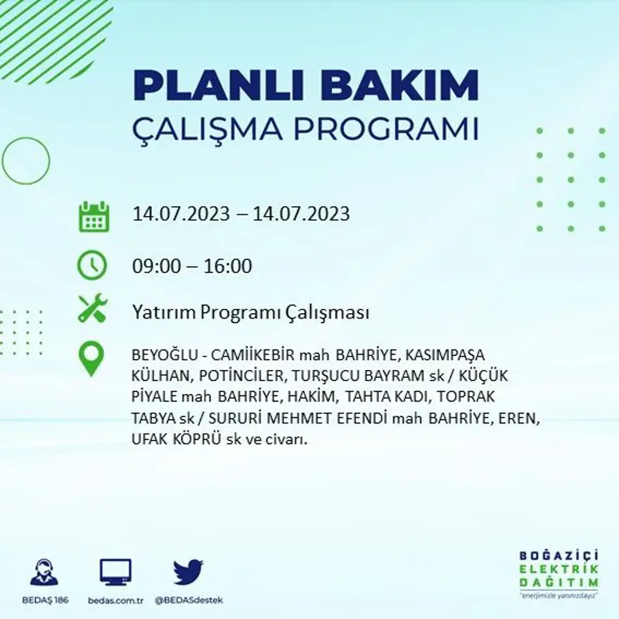 İstanbul'un 15 ilçesinde elektrik kesintisi ( Avcılar, Bağcılar, Bahçelievler, Başakşehir, Beyoğlu, Büyükçekmece...) Elektrikler ne zaman gelecek? 6 İstanbul'un 15 ilçesinde elektrik kesintisi ( Avcılar, Bağcılar, Bahçelievler, Başakşehir, Beyoğlu, Büyükçekmece...) Elektrikler ne zaman gelecek? 6