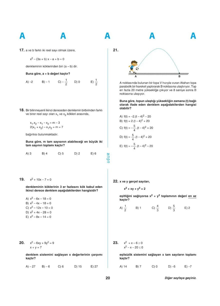 YKS - AYT deneme sınavı 19