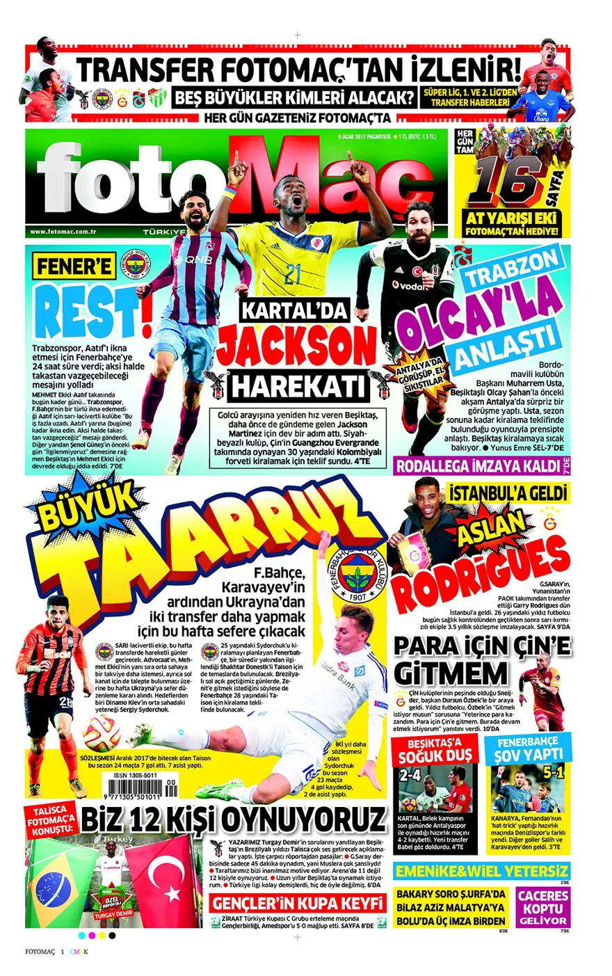 Günün gazete manşetleri - 9 Ocak 2017 19