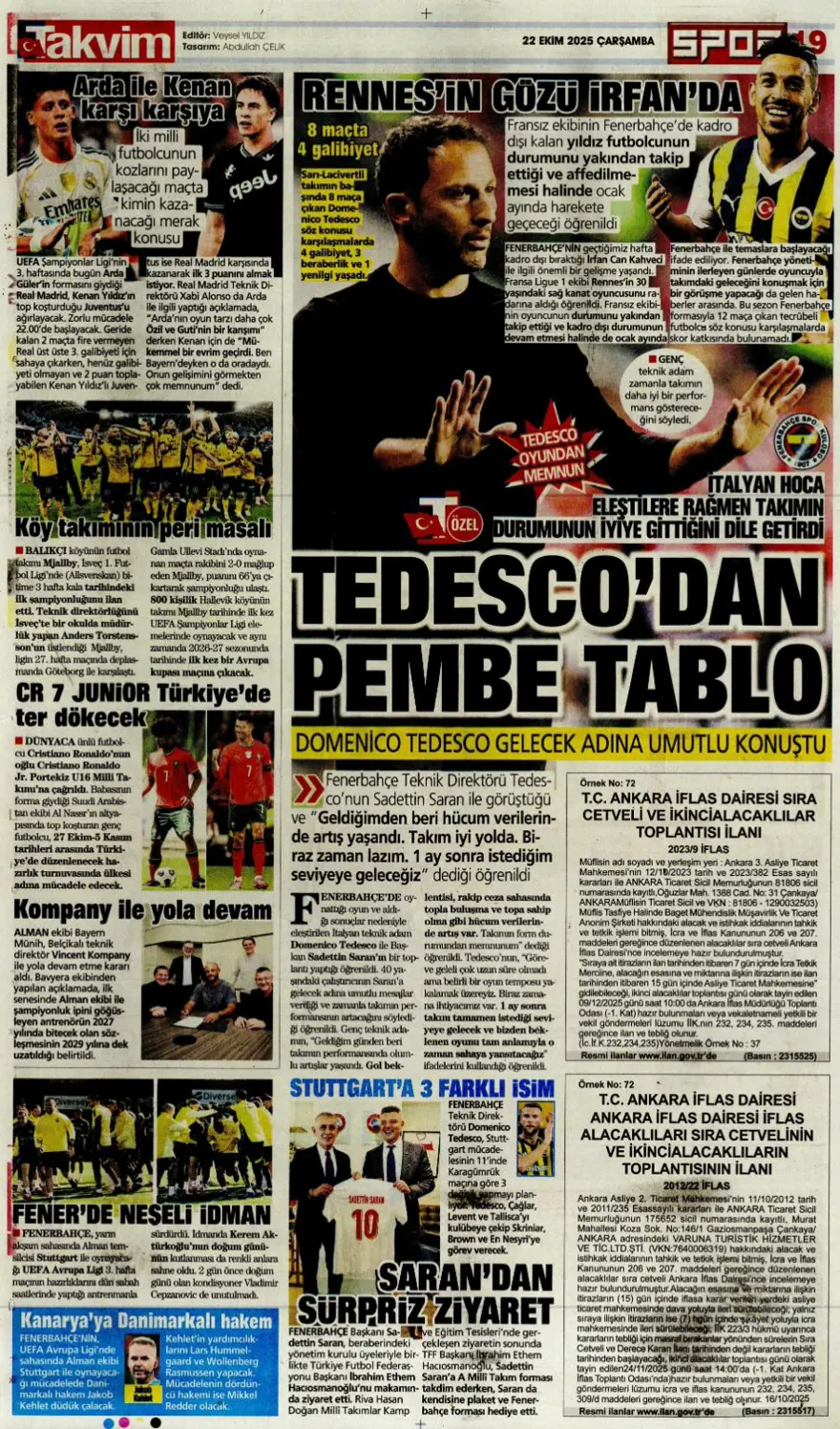 "Viking'i yen Avrupa'yı titret" (22 Ekim 2025 spor manşetleri) 21