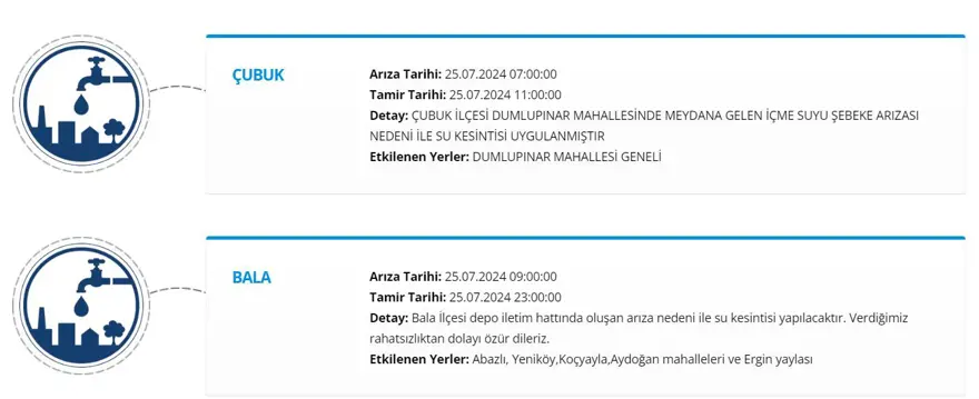 ASKİ 25 Temmuz su kesintisi programı: Ankara'da (Etimesgut, Bala,Çubuk) sular ne zaman gelecek? 3 ASKİ 25 Temmuz su kesintisi programı: Ankara'da (Etimesgut, Bala,Çubuk) sular ne zaman gelecek? 3