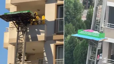 Dairede cansız bedeni bulundu, cenazesi asansörlü araçla indirildi