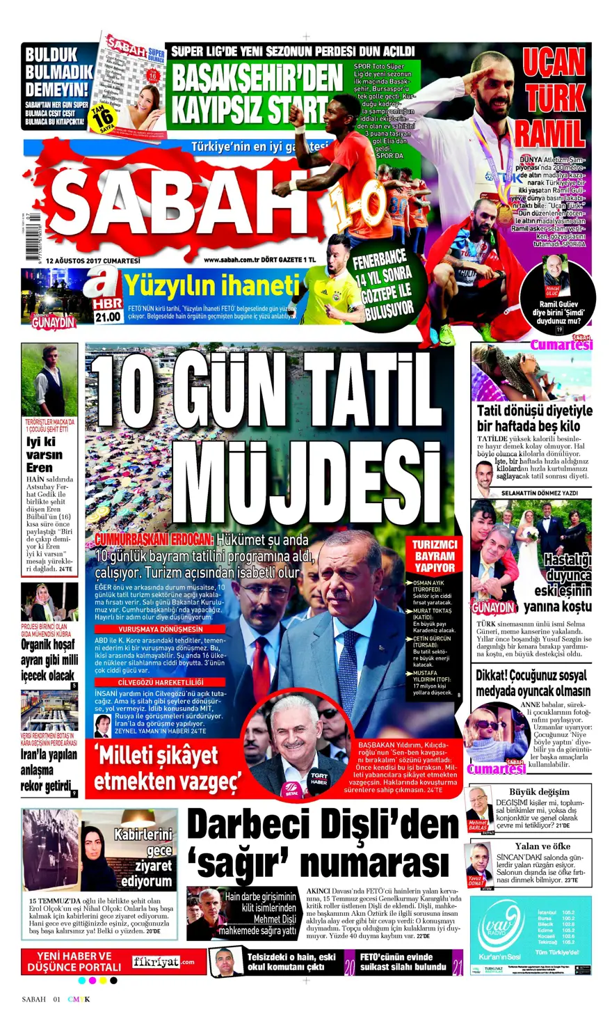 Günün gazete manşetleri - 12.08.2017 8 Günün gazete manşetleri - 12.08.2017 8