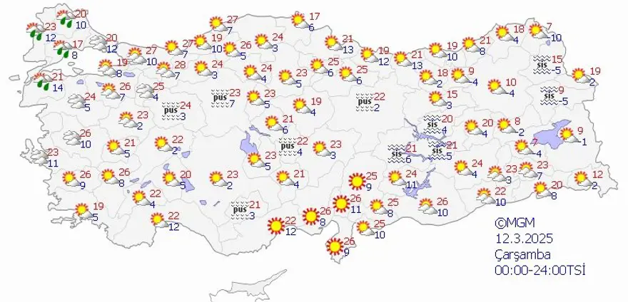 12 MART ÇARŞAMBA HAVA NASIL OLACAK? 4
