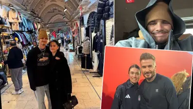 David Beckham ile oğlu Romeo Beckham İstanbul'da