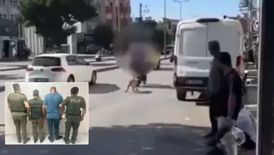 Motosikletin arkasına bağladıkları köpeği sürükleyerek götürdüler