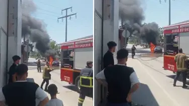 Seyir halindeki otomobil alev aldı