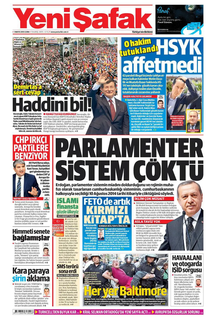 1 Mayıs 2015 gazete manşetleri 16