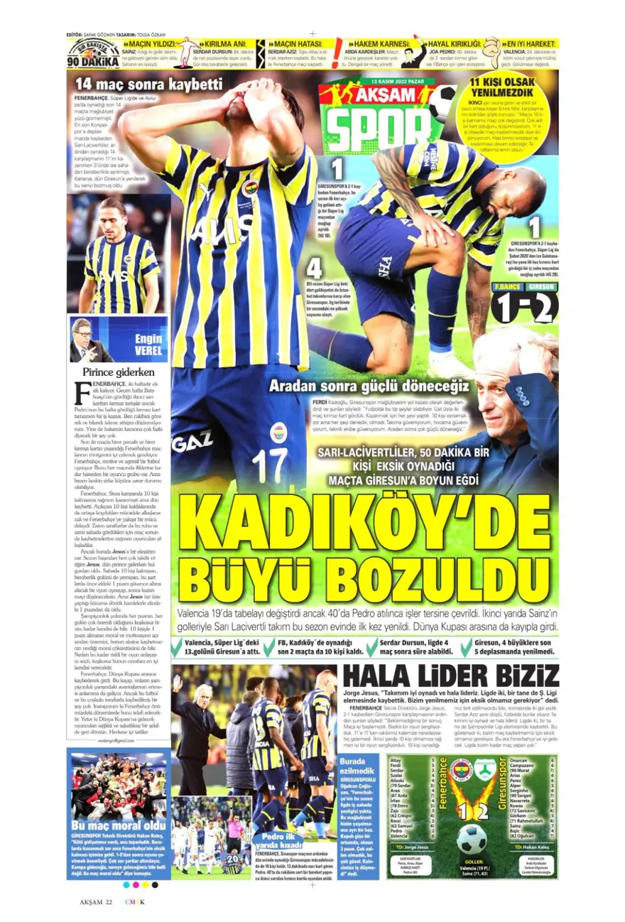 Günün spor manşetleri (13 Kasım 2022) 2