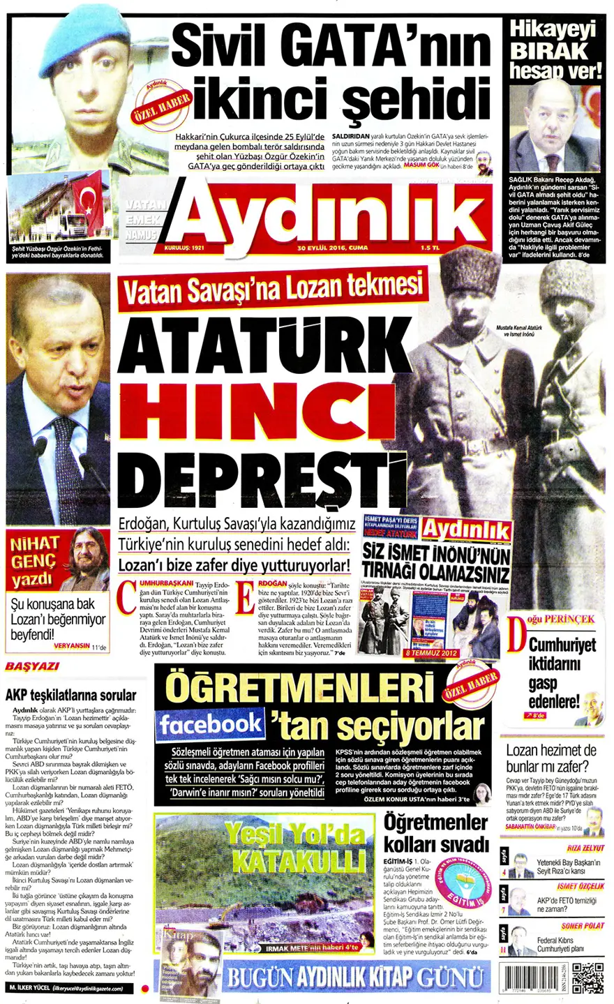 Günün gazete manşetleri - 30 Eylül 2016 13