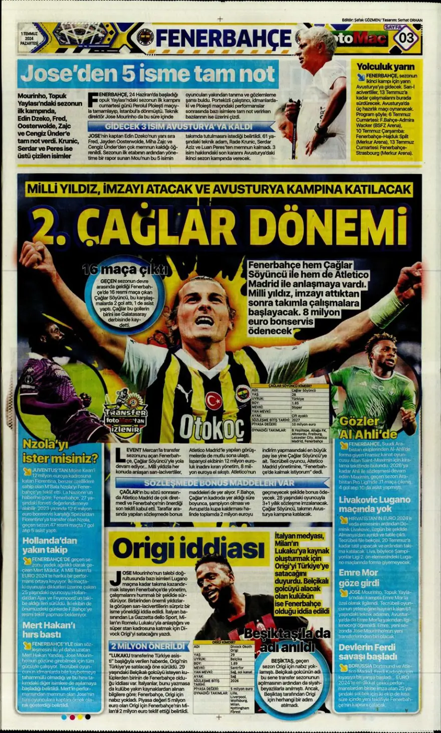 "Türkiye intikam için hevesli" (1 Temmuz 2024 spor manşetleri) 17