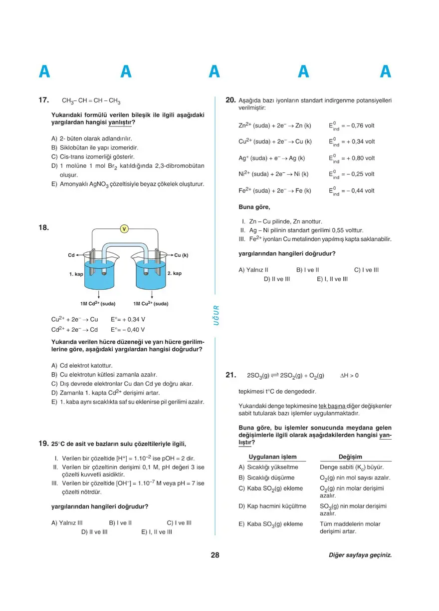 Uğur Okulları YKS - AYT deneme sınavı 27 Uğur Okulları YKS - AYT deneme sınavı 27