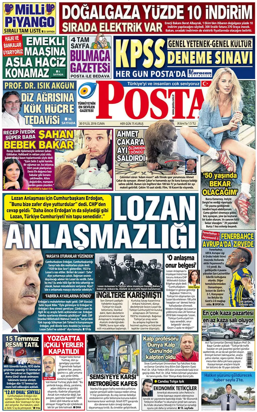Günün gazete manşetleri - 30 Eylül 2016 9