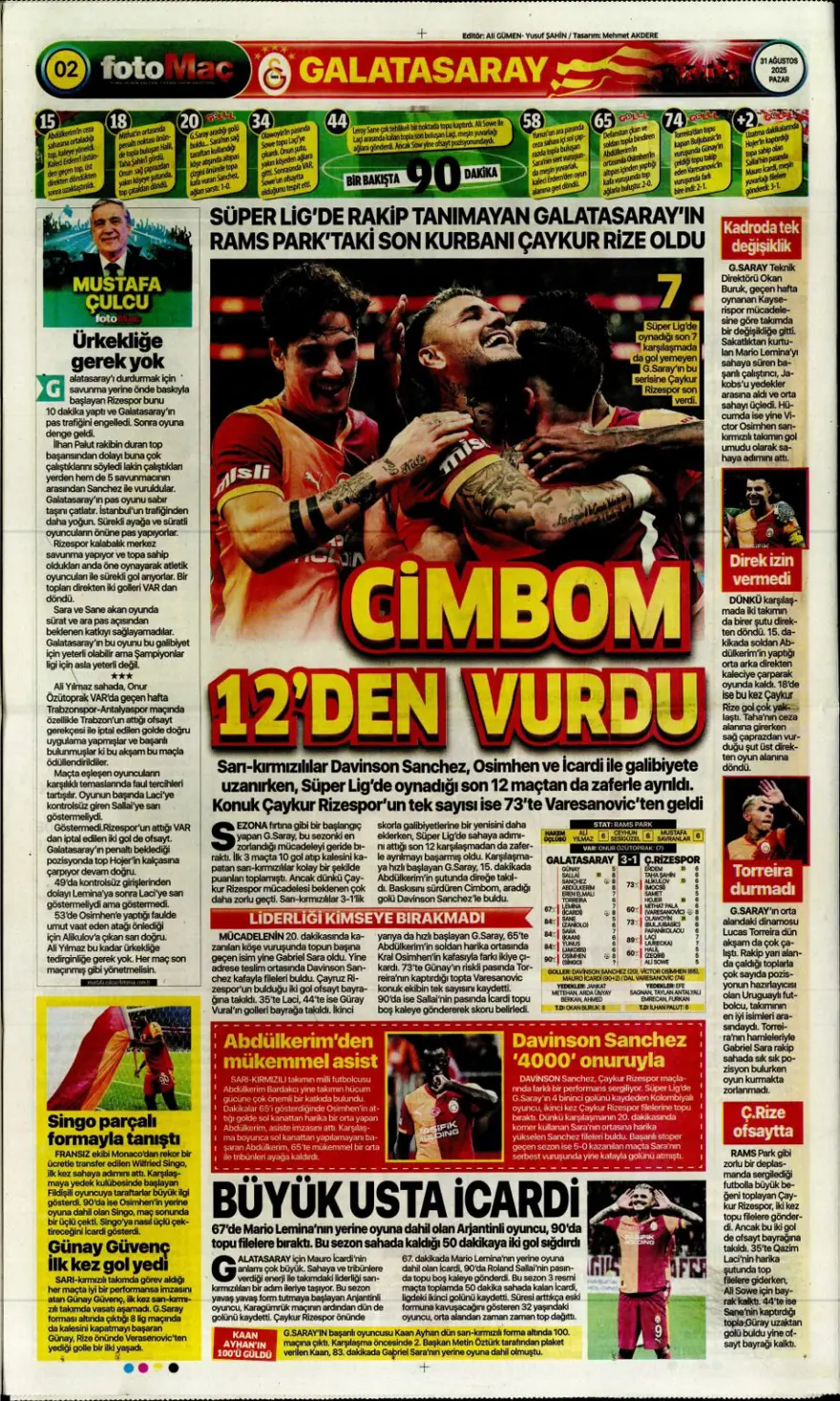 "Ya Kartal ya Schmidt" (31 Ağustos spor manşetleri) 4
