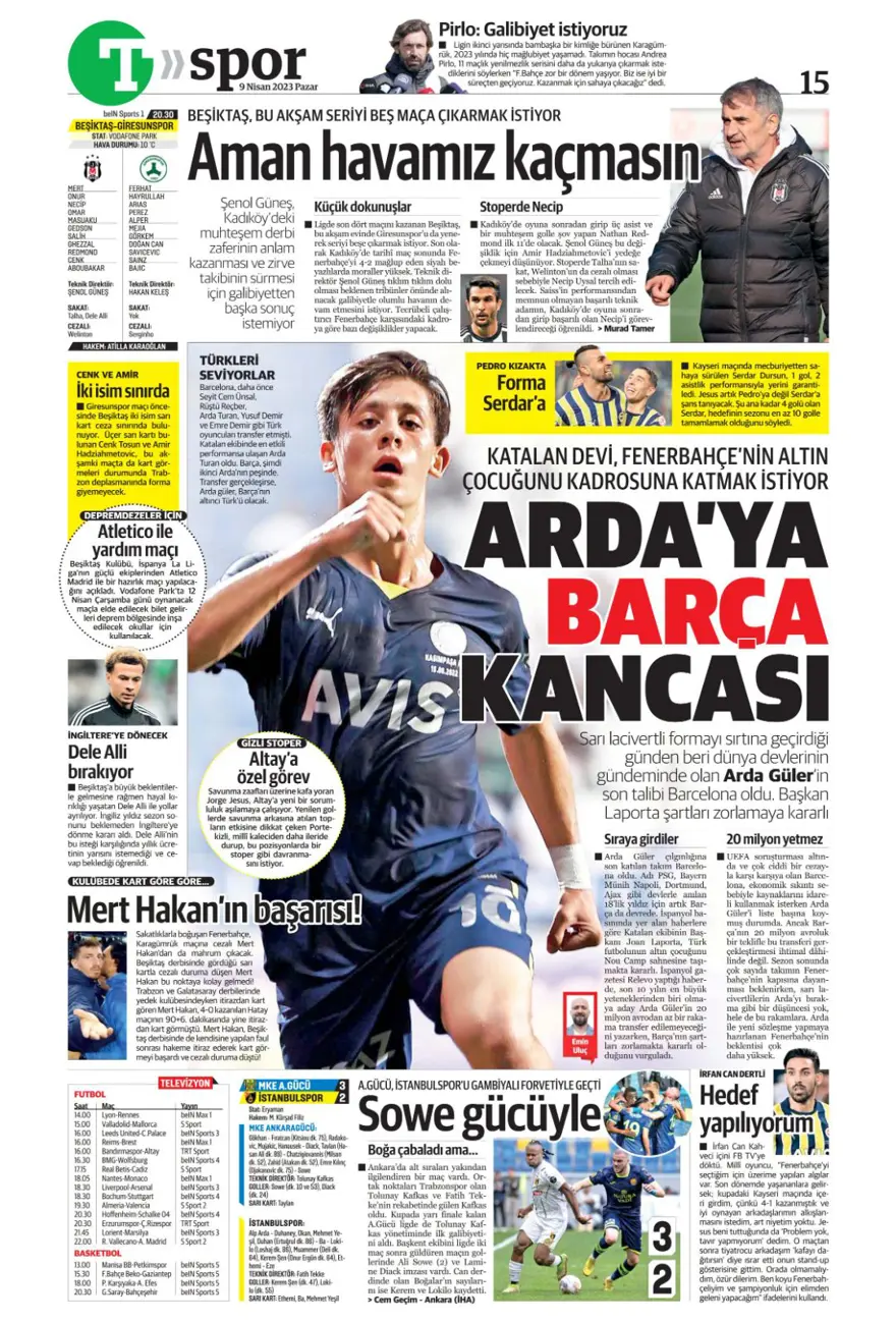 Günün spor manşetleri (9 Nisan 2023) 18