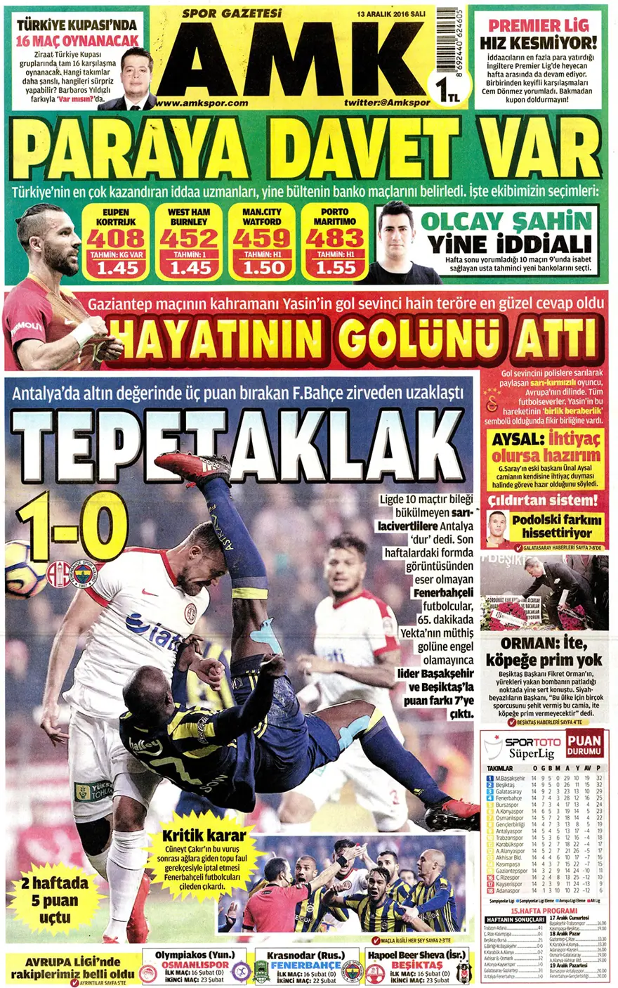Günün gazete manşetleri - 13 Aralık 2016 17