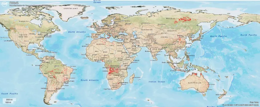 Dünyadaki yangınları takip eden platform: NASA Fire Map 1