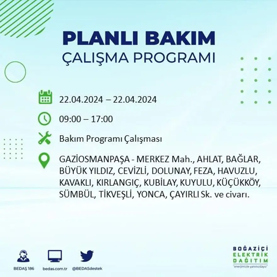 22 Nisan tarihli BEDAŞ kesinti programı: İstanbul'un 18 ilçesinde elektrik kesintisi: Elektrikler ne zaman gelecek? 47 22 Nisan tarihli BEDAŞ kesinti programı: İstanbul'un 18 ilçesinde elektrik kesintisi: Elektrikler ne zaman gelecek? 47