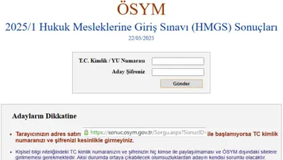 Hukuk Mesleklerine Giriş Sınavı (HMGS) sonuçları sorgulama ekranı: 2025 ÖSYM HMGS sonuçları nasıl sorgulanır?