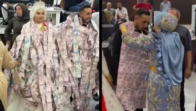 Mardin'de ilginç takı töreni: Damada banknotlardan oluşan yelek giydirildi