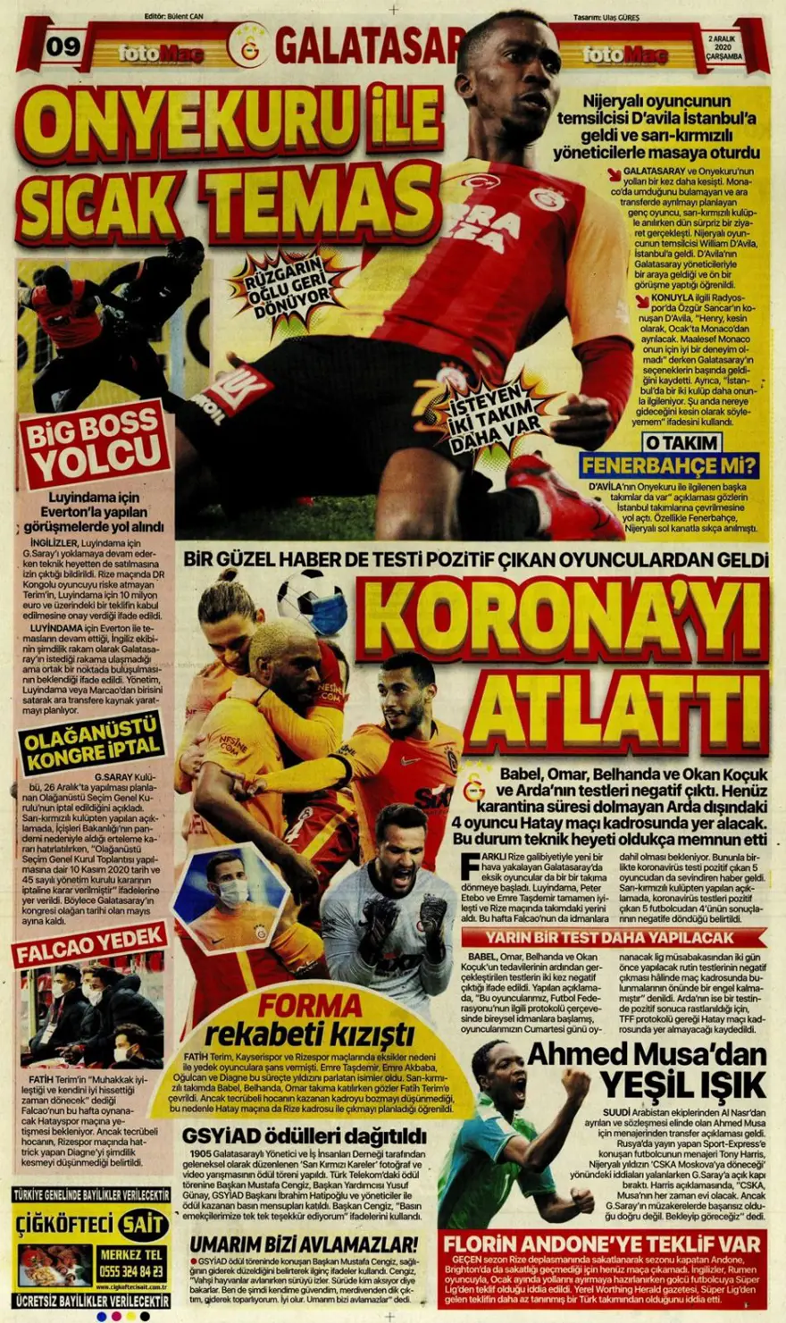 Günün spor manşetleri (2 Aralık 2020) 8