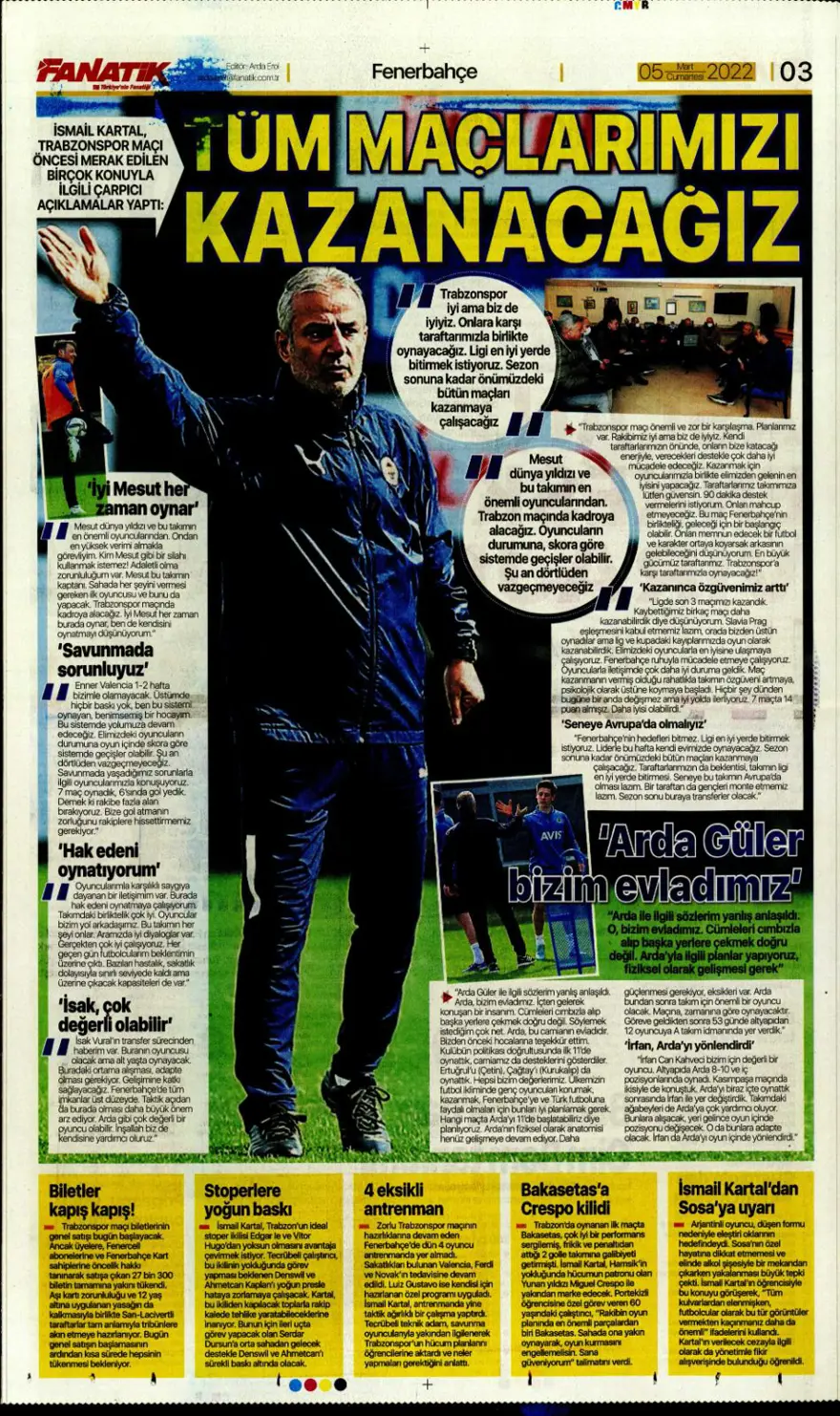 Günün spor manşetleri (5 Mart 2022) 