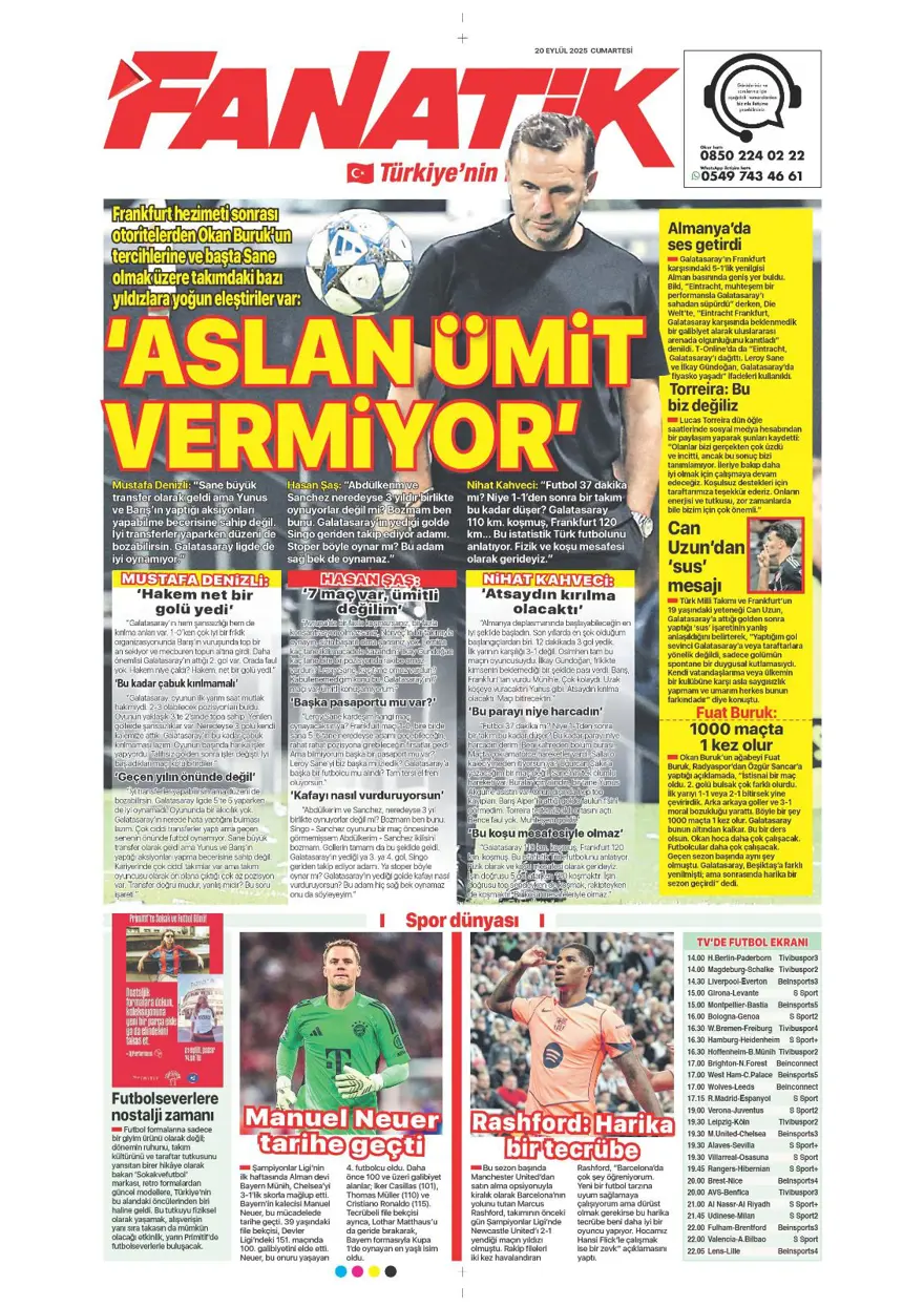 "Kartal yoğun bakımda" (20 Eylül spor manşetleri) 5