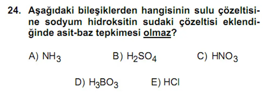 YGS Fen Bilimleri Soruları ve Yanıtları 23