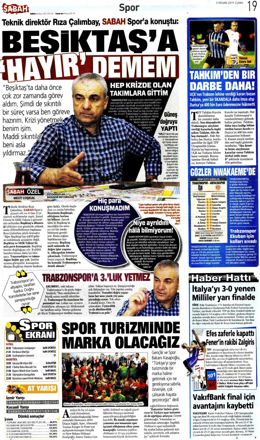 Günün spor manşetleri (5 Nisan 2019) 7