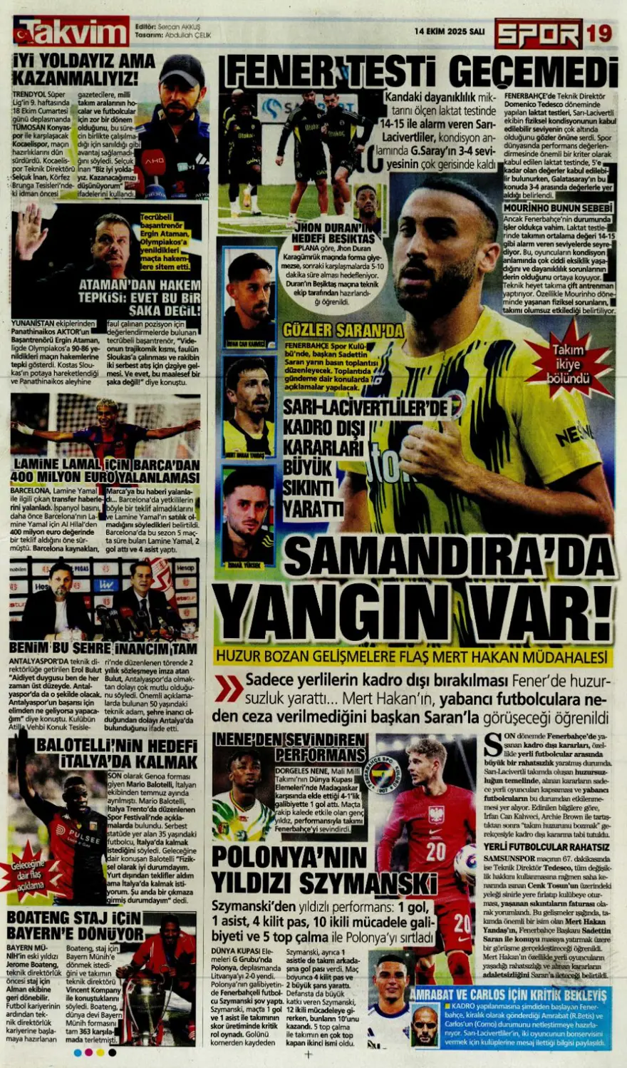 "Gürcistan'ı yen Play-off'u gör" (14 Ekim 2025 spor manşetleri) 25