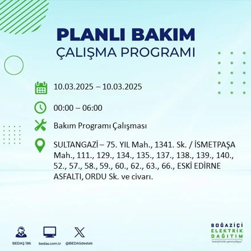 İstanbul'un 22 ilçesinde yarın elektrik kesintisi yaşanacak: Elektrikler ne zaman gelecek? (10 Mart BEDAŞ planlı kesinti programı) 61