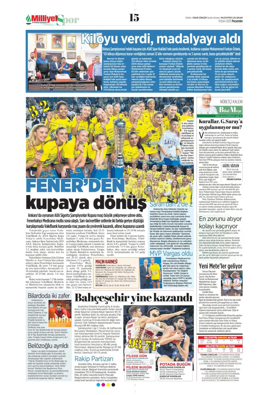 "Milano'da Hakan görüşmesi" (9 Ekim 2025 spor manşetleri) 8 "Milano'da Hakan görüşmesi" (9 Ekim 2025 spor manşetleri) 8