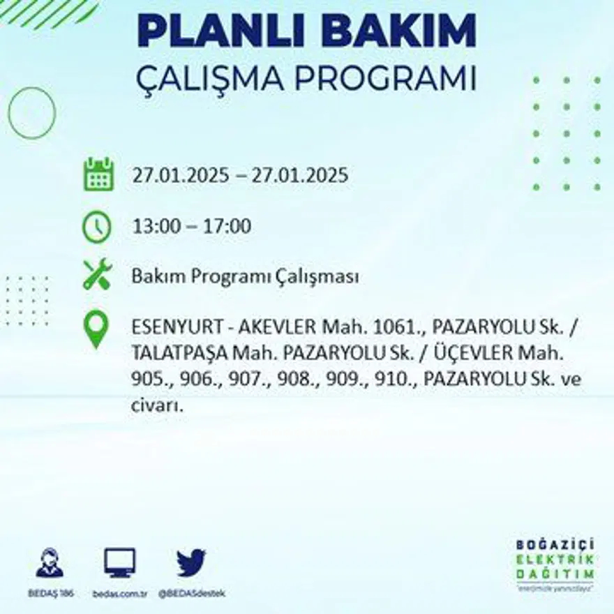 İstanbul'un birçok ilçesinde elektrik kesintisi: Avcılar'da elektrikler ne zaman gelecek? BEDAŞ kesinti programı 25