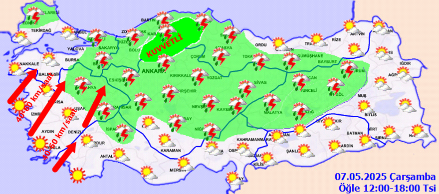 Meteoroloji'den 13 il için sağanak yağış uyarısı (7 Mayıs Çarşamba hava durumu) 1