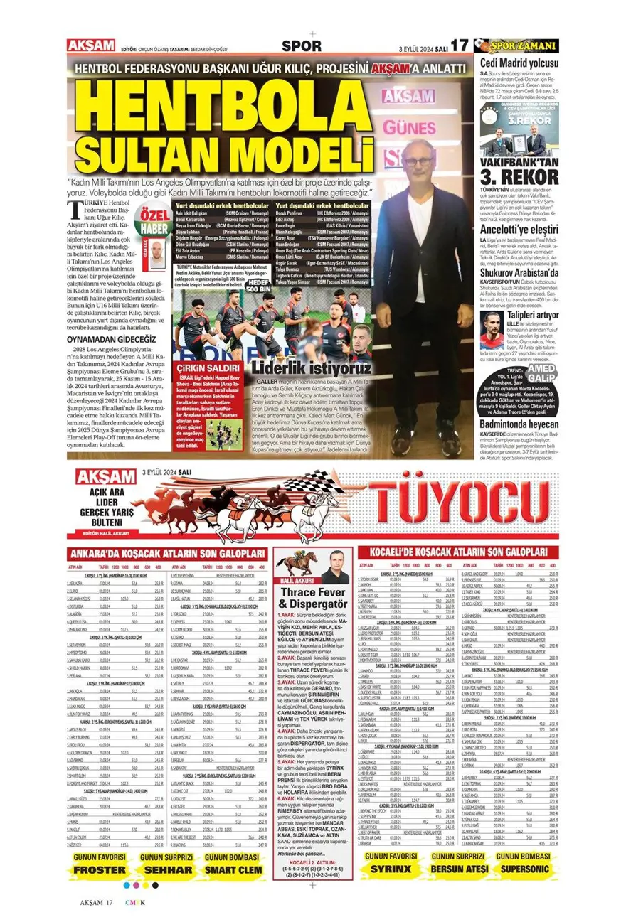 "100 milyon euroluk golcü" (3 Eylül 2024 spor manşetleri) 21