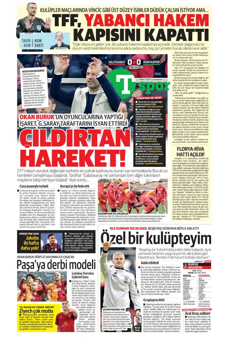 "Galatasaray Brezilyalı kaleciyle anlaştı" (1 Mart 2025 spor manşetleri) 26