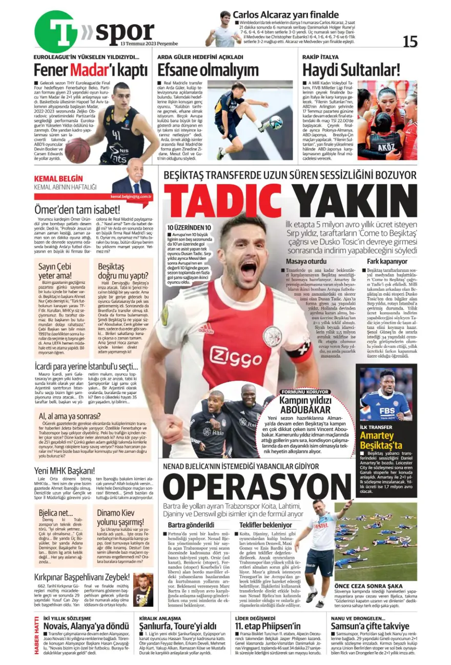 Günün spor manşetleri (13 Temmuz 2023) 18
