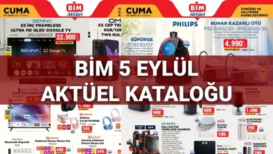 BİM 5 Eylül aktüel ürünler kataloğu 2025: 65 inç televizyon, halı koltuk yıkama makinesi, yazı tahtası ve buhar kazanlı ütü geliyor