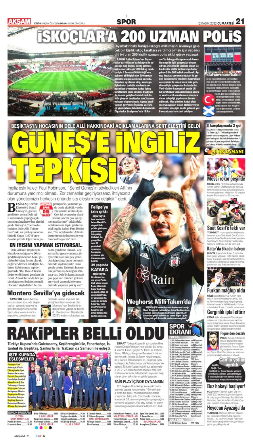 Günün spor manşetleri (12 Kasım 2022) 1