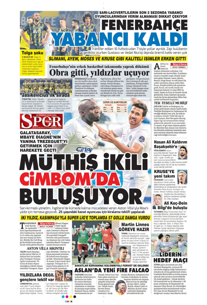 Günün spor manşetleri (26 Haziran 2020) 9
