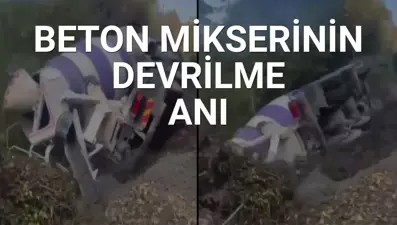 Toprak kayınca beton mikseri ormanlık alana devrildi