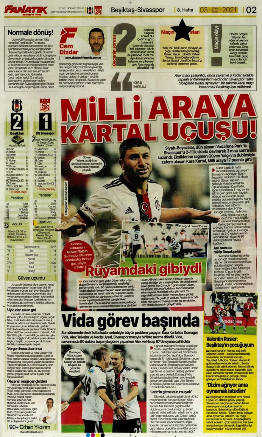 Günün spor manşetleri (03 Ekim 2021) 8