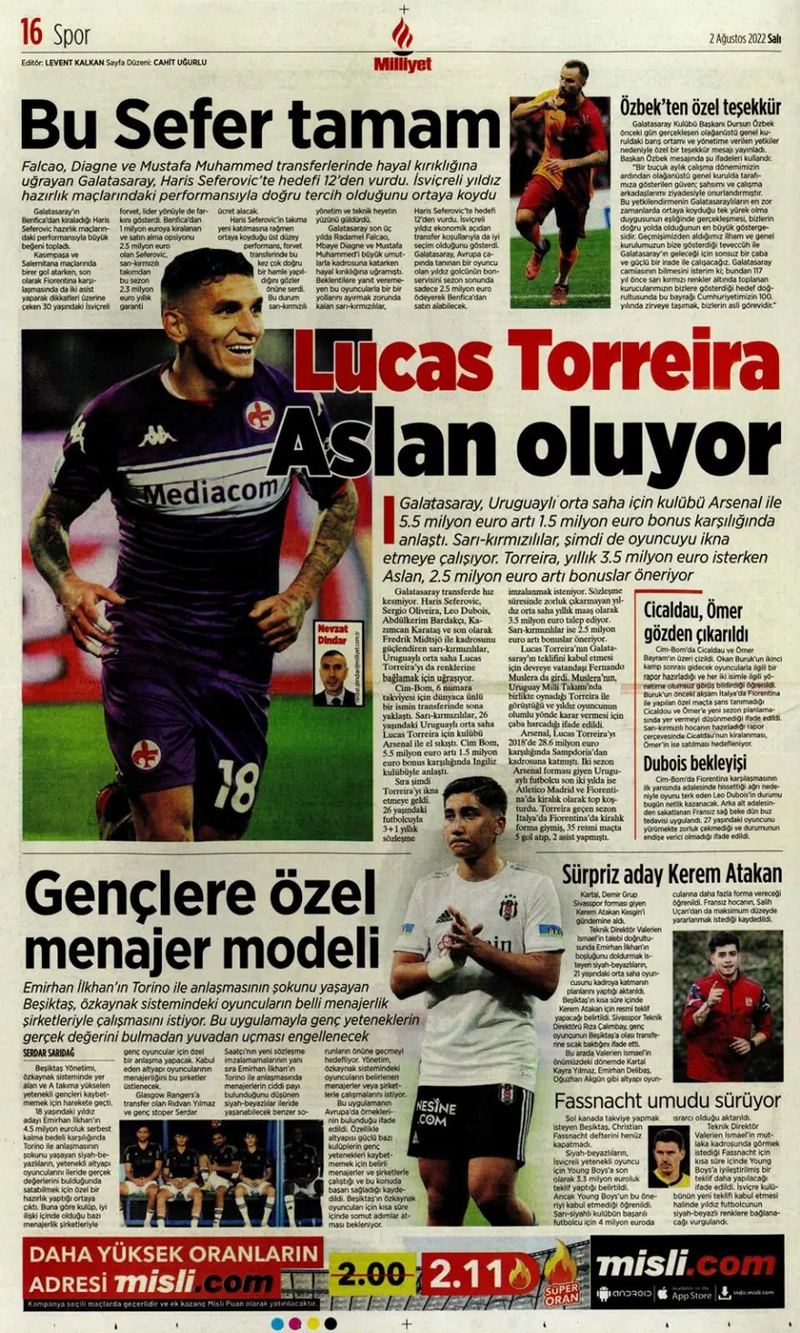Günün spor manşetleri (2 Ağustos 2022) 18