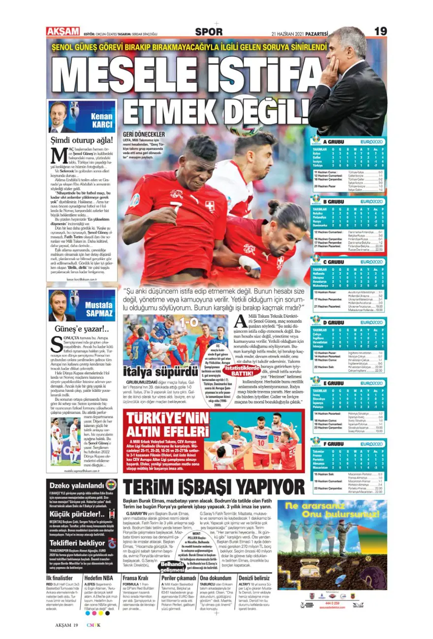 Günün spor manşetleri (21 Haziran 2021) 1