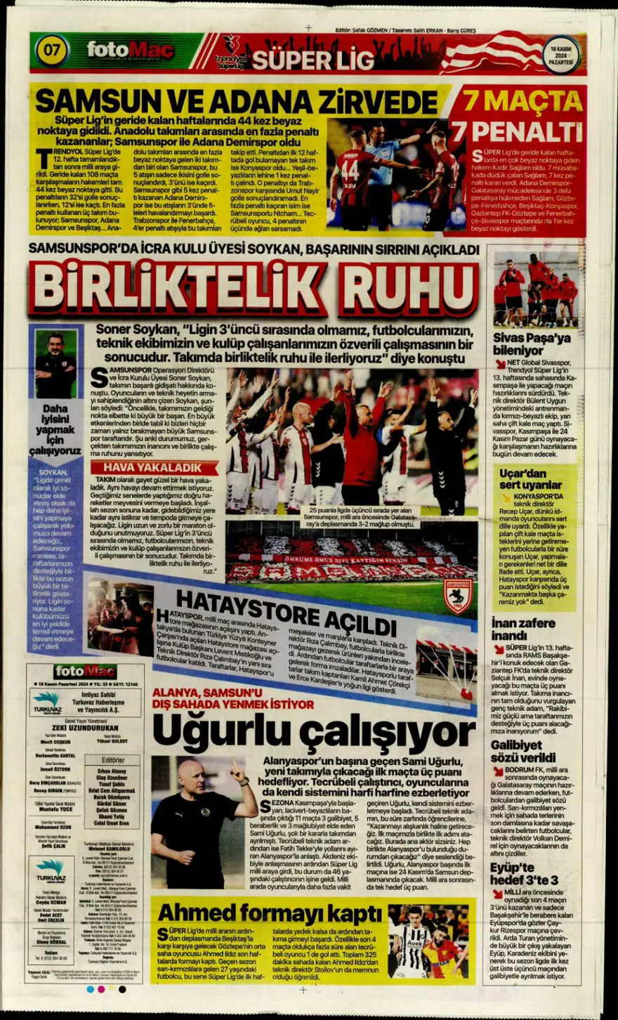 “Fenerbahçe’de dev takas” (18Kasım 2024 spor manşetleri) 16