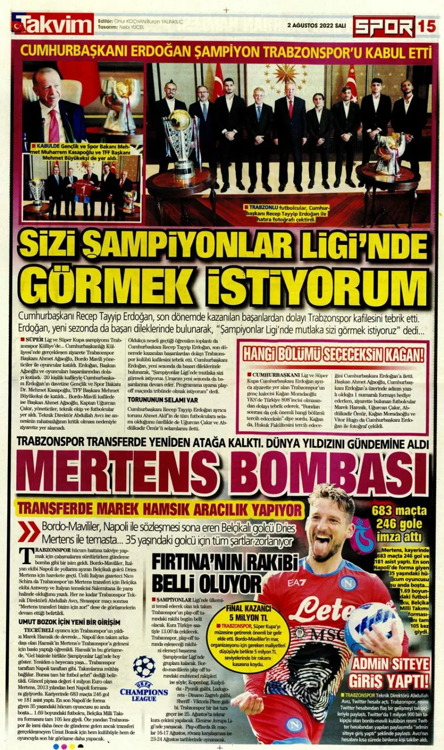 Günün spor manşetleri (2 Ağustos 2022) 31