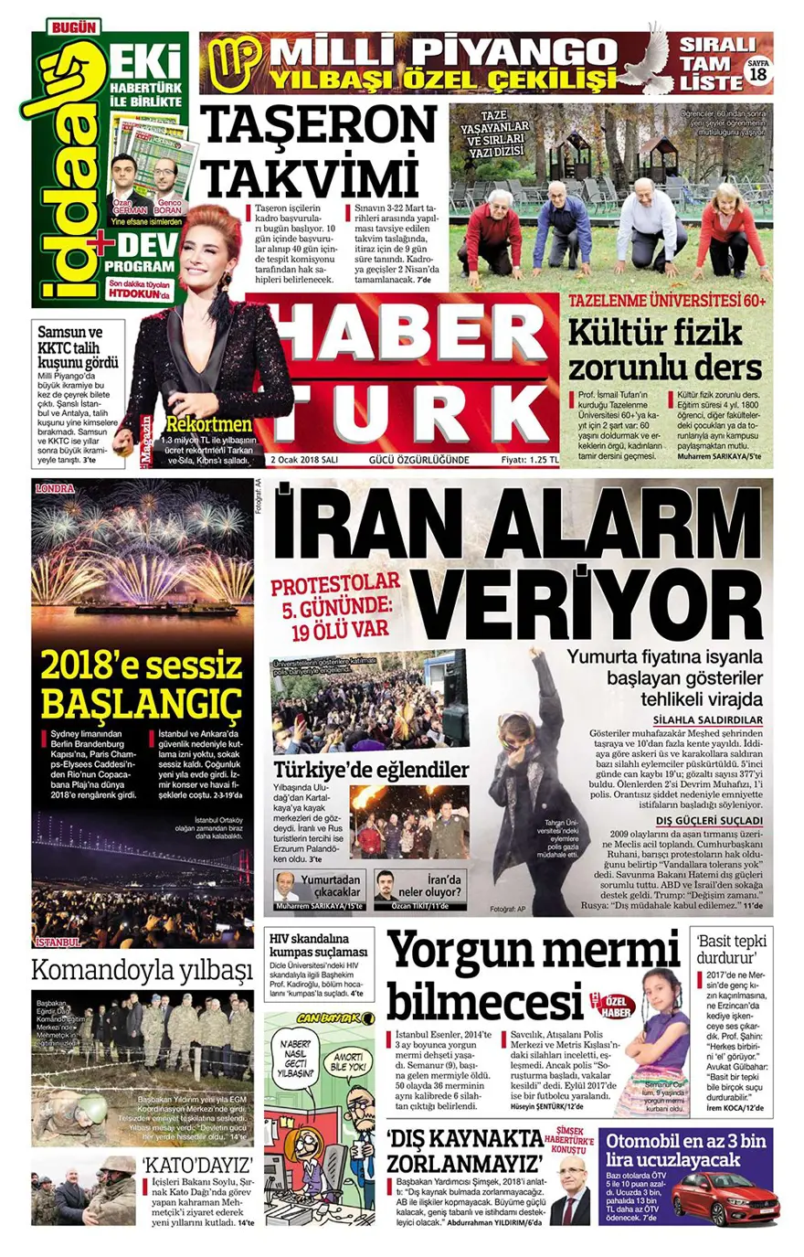 Günün gazete manşetleri - 2 Ocak 2018 2