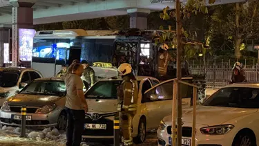 Şişli'de tur otobüsünde çıkan yangın söndürüldü
