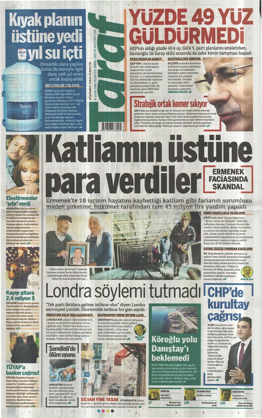 Günün gazete manşetleri - 9 Kasım 2015 10